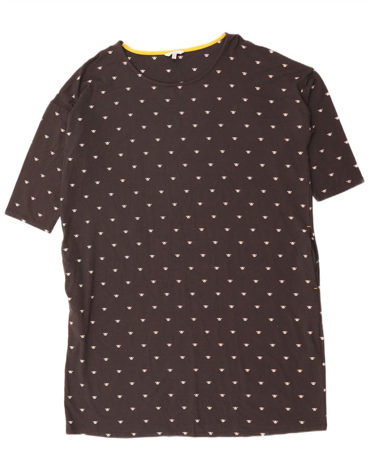 JOULES Robe t-shirt surdimensionnée à motif abstrait pour femme UK 14 Large Noir