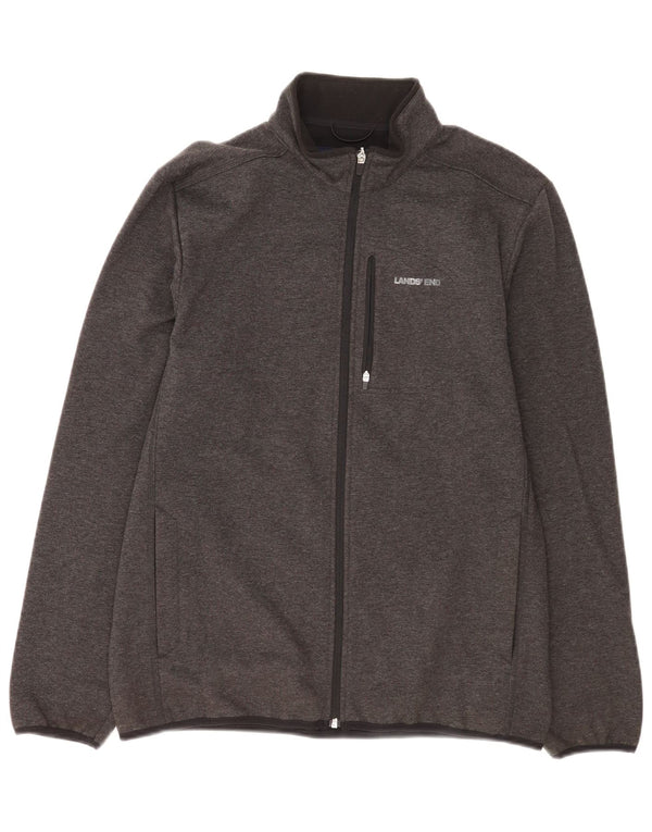 Lands End Veste de Survêtement Homme Gris Moyen Chiné Coton