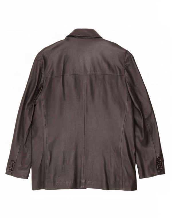 MONTANA Veste blazer en cuir à 2 boutons pour homme UK 42 XL Noir