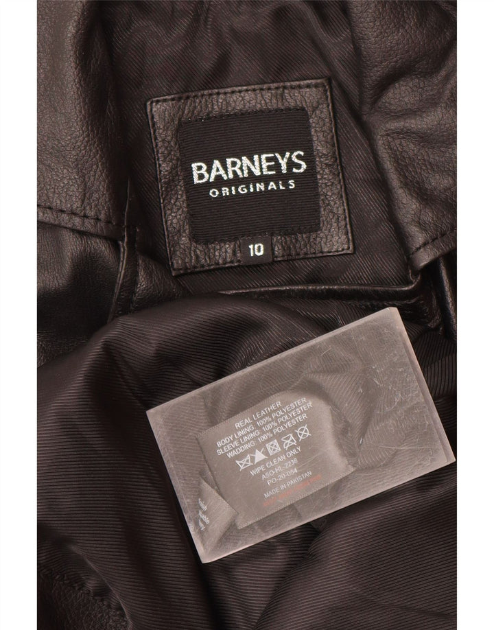 BARNEYS Veste de motard en cuir pour femme US 10 Grand cuir noir