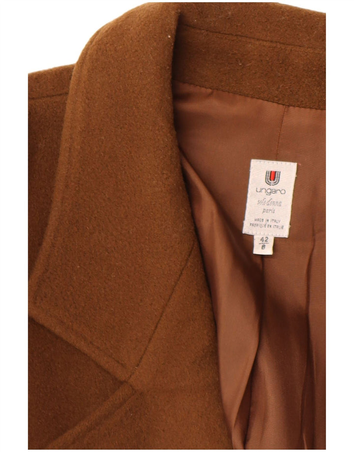 Ungaro Manteau Double Boutonnage Femme IT 42 Laine Vierge Marron Moyen