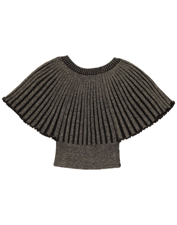 vintage Womens Crop Batwing Blouse Top UK 8 Petit Or Moucheté