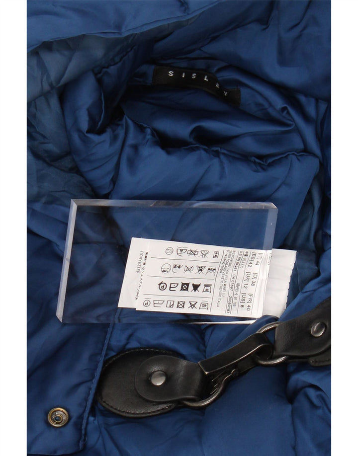 SISLEY Veste matelassée à capuche pour femme UK 12 Bleu moyen Polyester