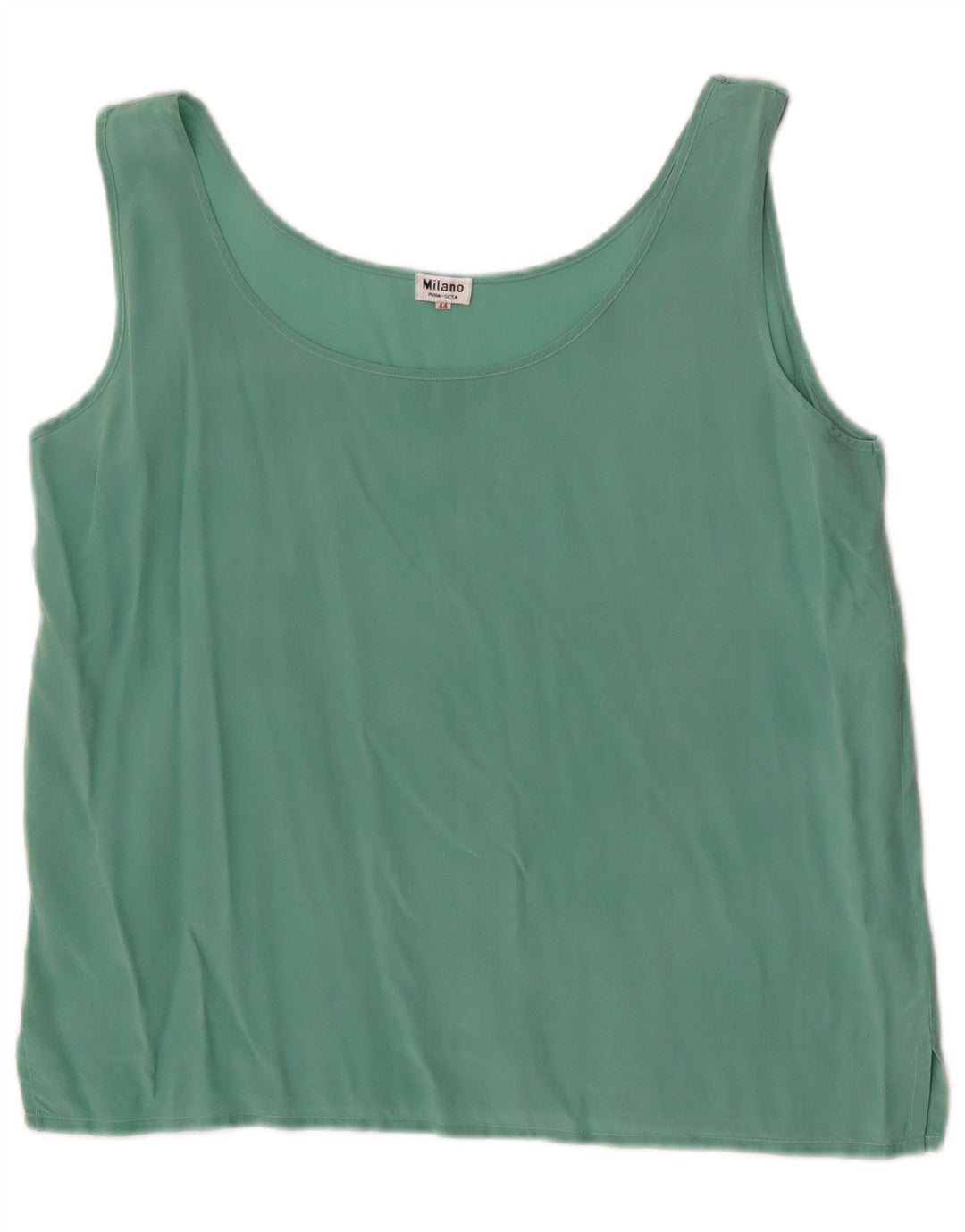 vintage Femme Blouse Sans Manches Top IT 44 Soie Vert Moyen