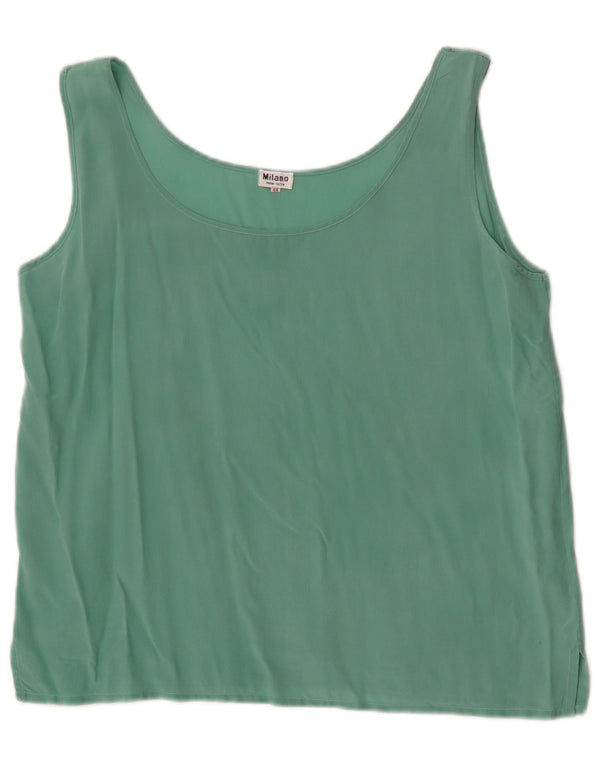 vintage Femme Blouse Sans Manches Top IT 44 Soie Vert Moyen