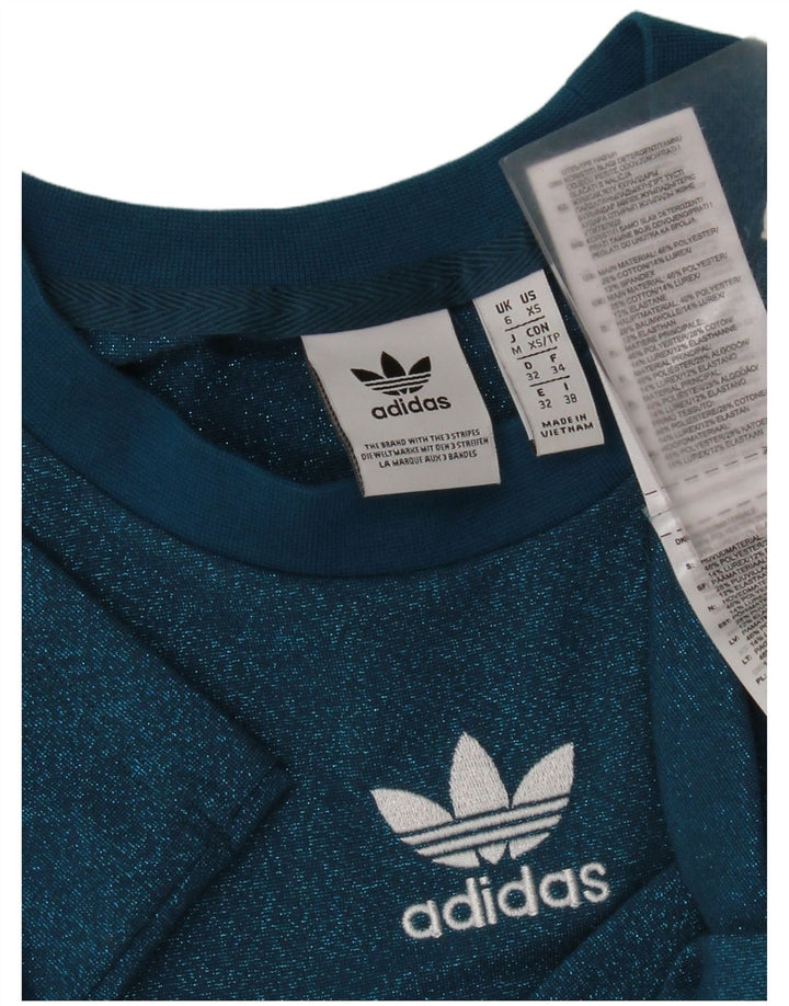 Adidas T-Shirt Femme Top UK 6 XS Bleu Polyester