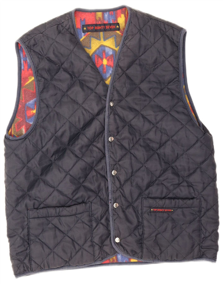 vintage Mens Réversible Gilet UK 38 Moyen Rouge Géométrique