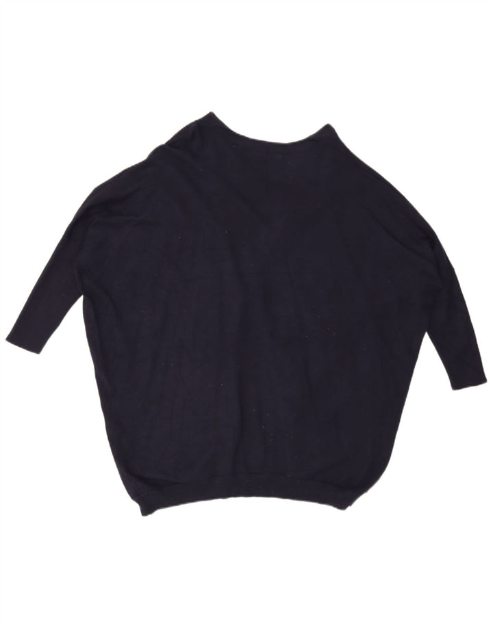 Zara Womens Batwing Oversize Cardigan Pull UK 14 Bleu Marine Moyen
