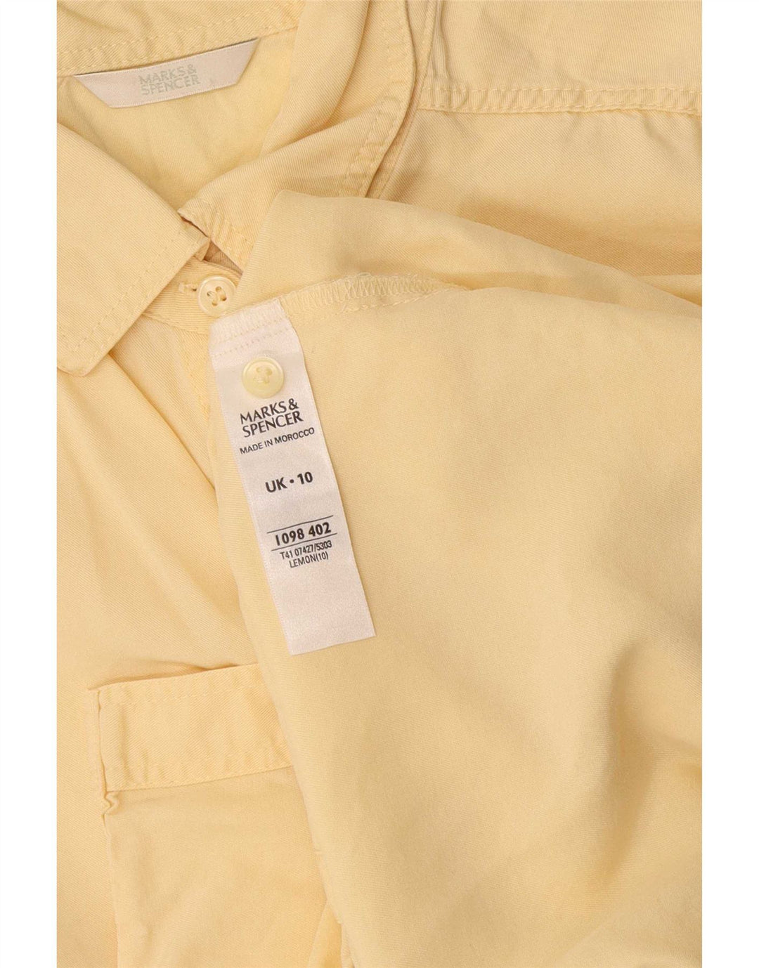 Marks & Spencer Chemise à manches courtes pour femme UK 10 Small Jaune Lyocell