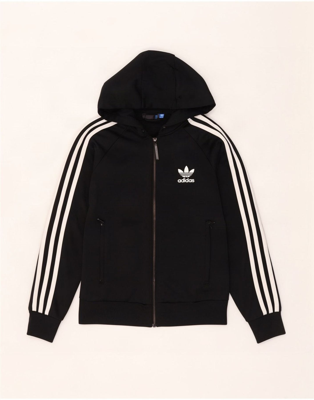 Adidas Pull à capuche zippé pour femme UK 8 Petit Noir Polyester