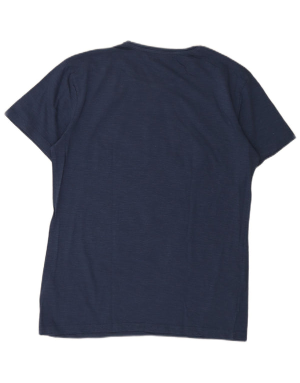 Gaudi Mens Graphic T-Shirt Top Large Navy Blue Cotton