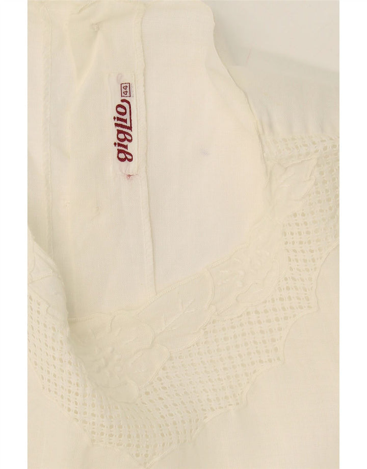 VINTAGE Womens Blouse Top IT 44 Medium White Vintage Vintage and Second-Hand Vintage from Messina Hembry 