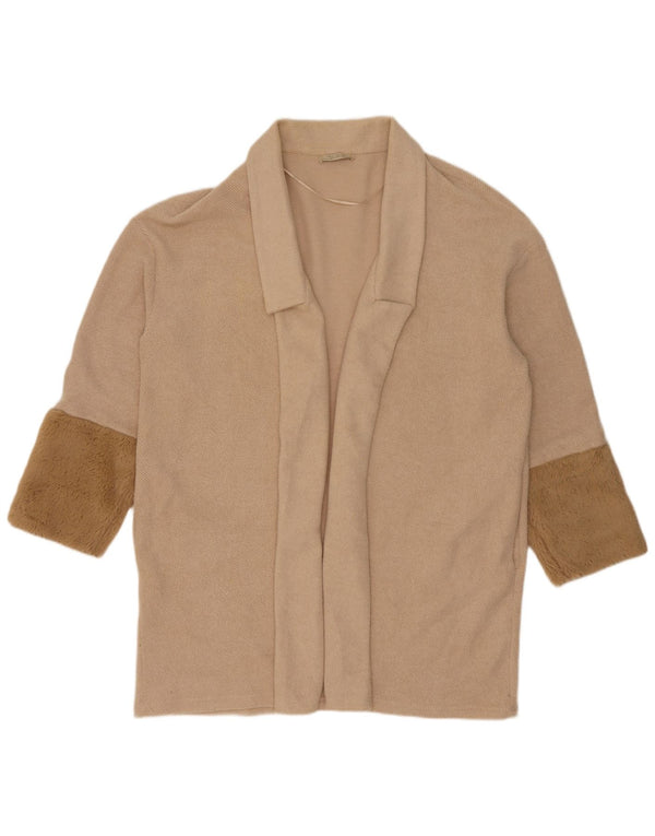 Zara Cardigan long surdimensionné pour femme UK 14 Beige moyen