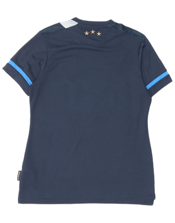 Umbro Womens Graphic T-Shirt Top UK 14 Large Navy Blue Striped Polyester