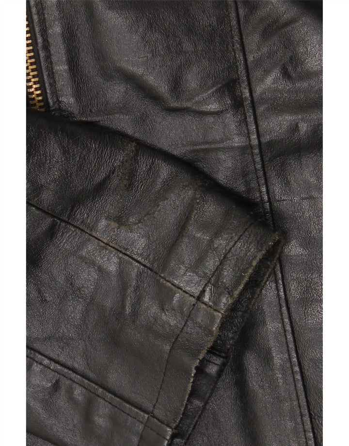 Veste en cuir femme vintage UK 18 XL Cuir Noir
