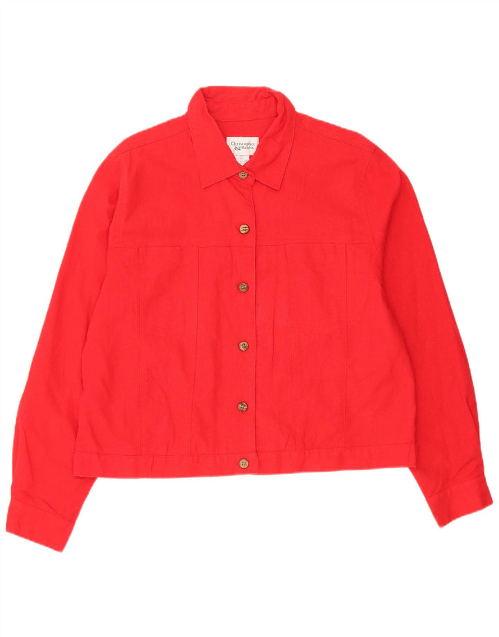 Cristopher & Banks Veste Bomber Femme UK 16 Grand Lin Rouge