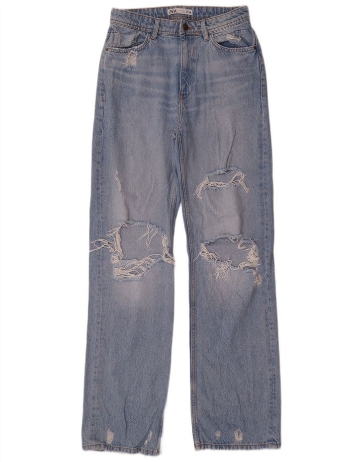 Zara Jean droit vieilli pour femme EU 38 Small W28 L34 Bleu