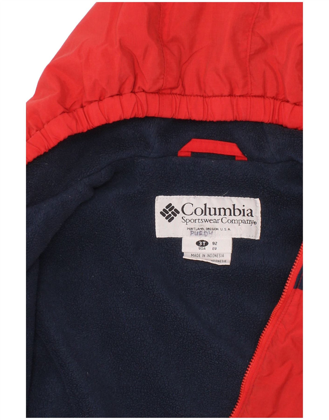 COLUMBIA Veste coupe-vent à capuche pour garçon 2-3 ans Rouge Colourblock