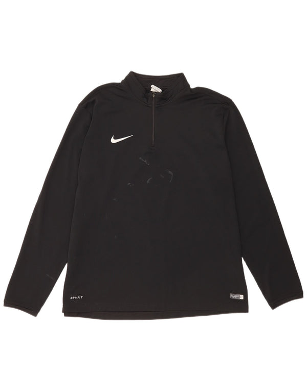 Nike Hommes Dri Fit Zip Neck Pull Survêtement Top 2XL Noir Polyester