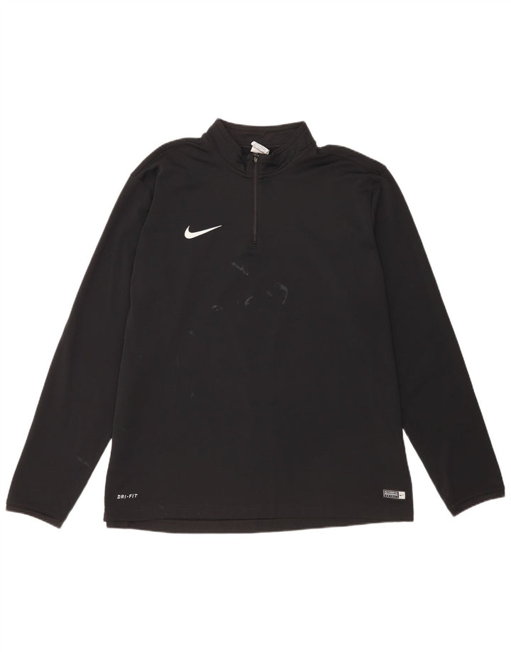 Nike Hommes Dri Fit Zip Neck Pull Survêtement Top 2XL Noir Polyester