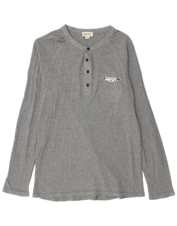 Diesel Haut graphique à manches longues pour hommes en coton gris moyen