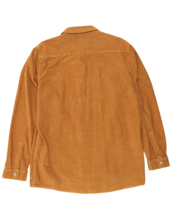 Zara Mens Corduroy Relaxed Fit Shirt XL Beige Cotton