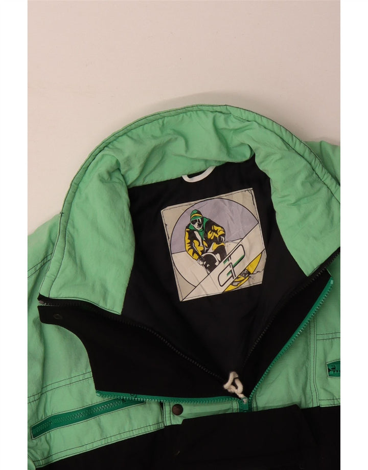 VINTAGE Combinaison de Ski Homme Large Turquoise Colourblock Polyamide