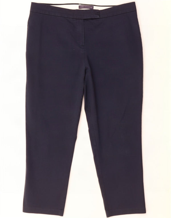 Marks & Spencer Pantalon court pour femme UK 14 Large W32 L23 Bleu marine