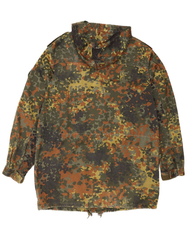 vintage Mens Capuchon Militaire Pardessus UK 40 Grand Kaki Camouflage Coton