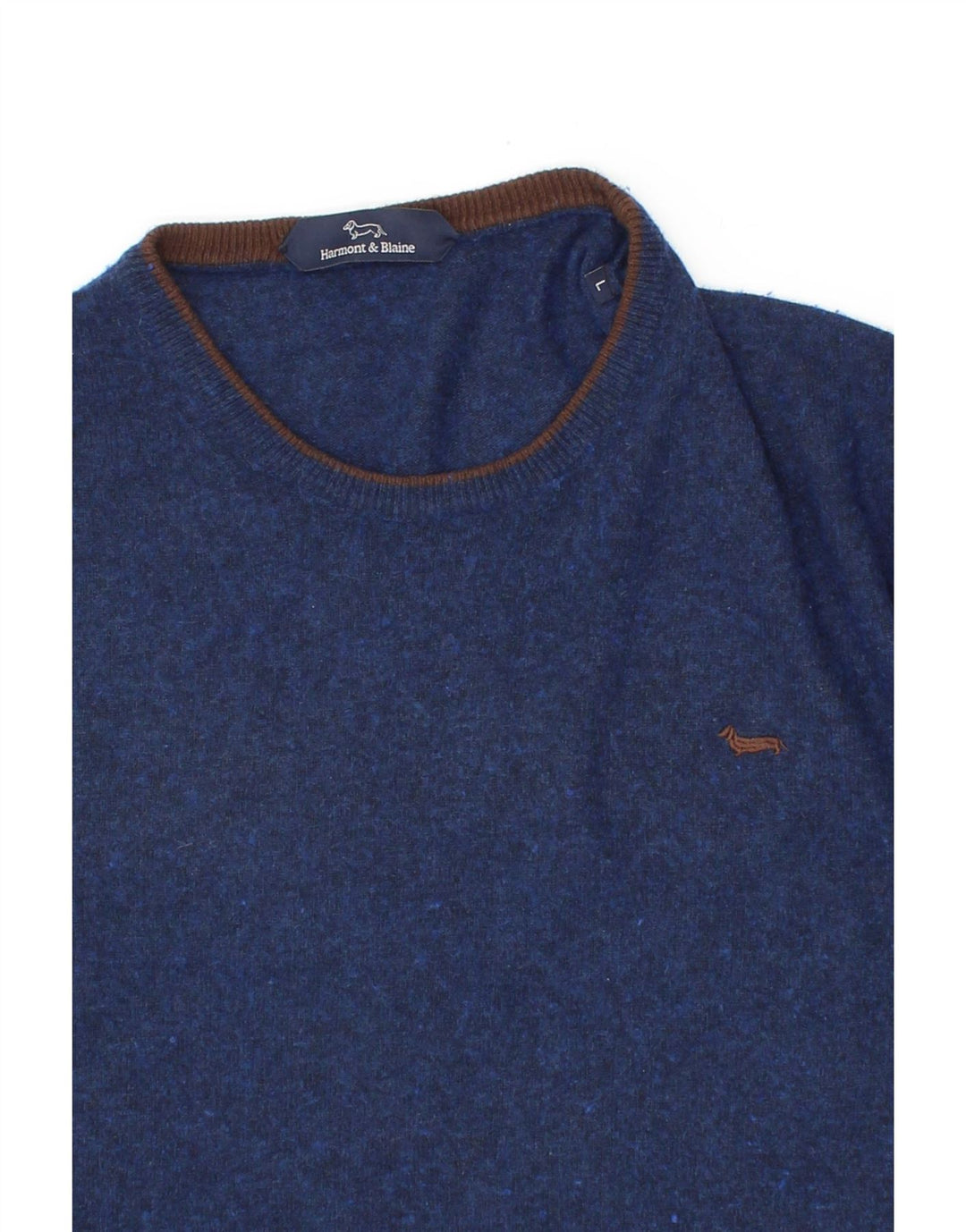 HARMONT & BLAINE Pull à col rond pour homme en laine bleu marine