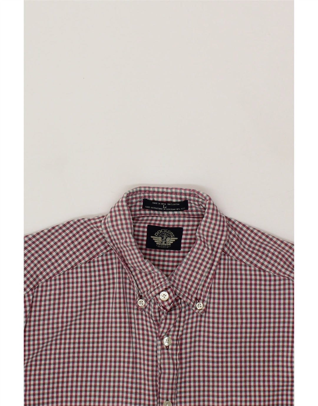 DOCKERS Mens Shirt Large Maroon Gingham Cotton Vintage Dockers and Second-Hand Dockers from Messina Hembry 