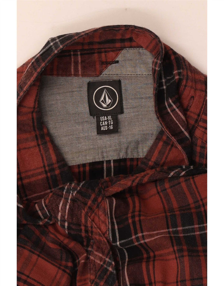 Volcom Chemise en flanelle XL pour homme à carreaux orange