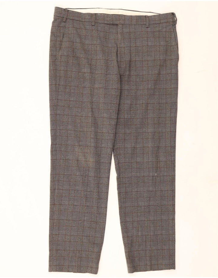 Marks & Spencer Pantalon de costume coupe classique pour homme W38 L31 Gris à carreaux Polyester
