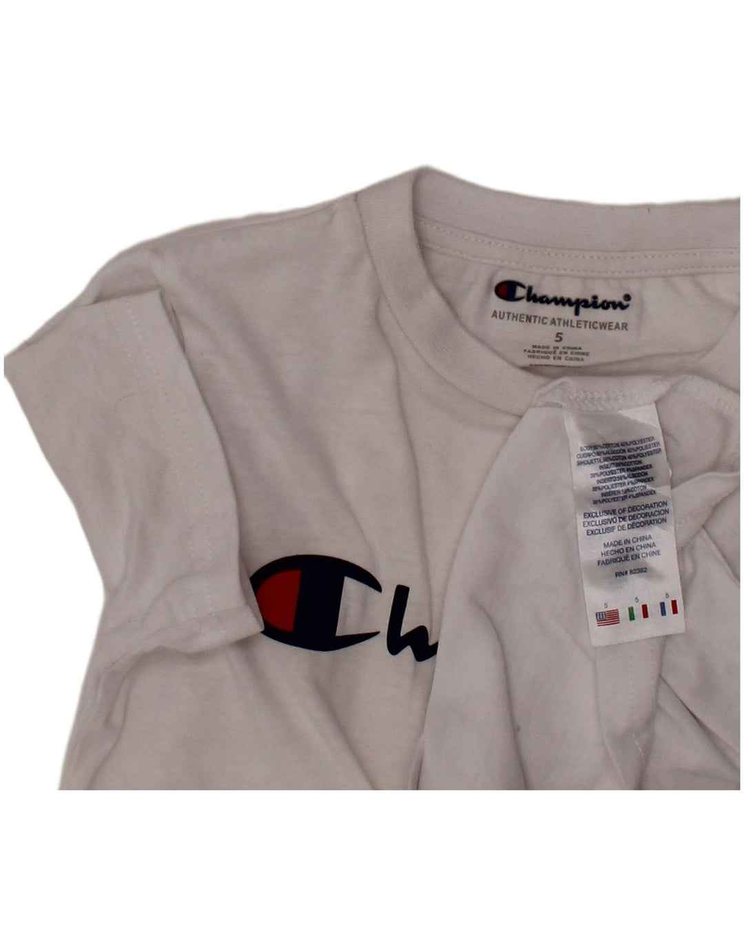 CHAMPION T-Shirt Graphique Garçon 4-5 Ans Blanc Coton