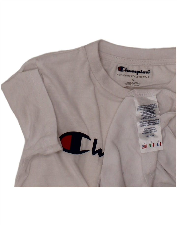 CHAMPION T-Shirt Graphique Garçon 4-5 Ans Blanc Coton