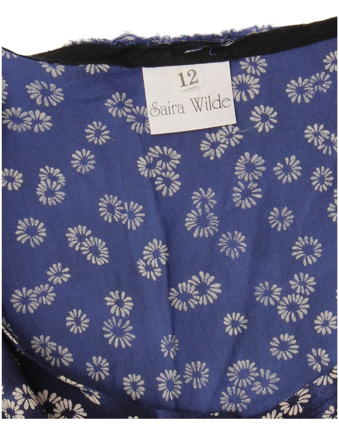 VINTAGE Robe basique sans manches pour femmes UK 12 Viscose florale bleu moyen