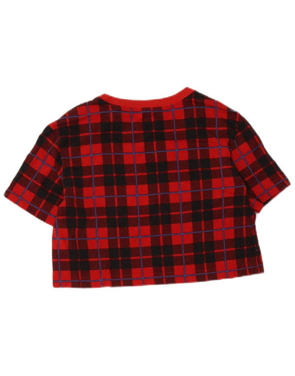 Nike T-shirt court pour femme UK 6 XS Rouge à carreaux en coton