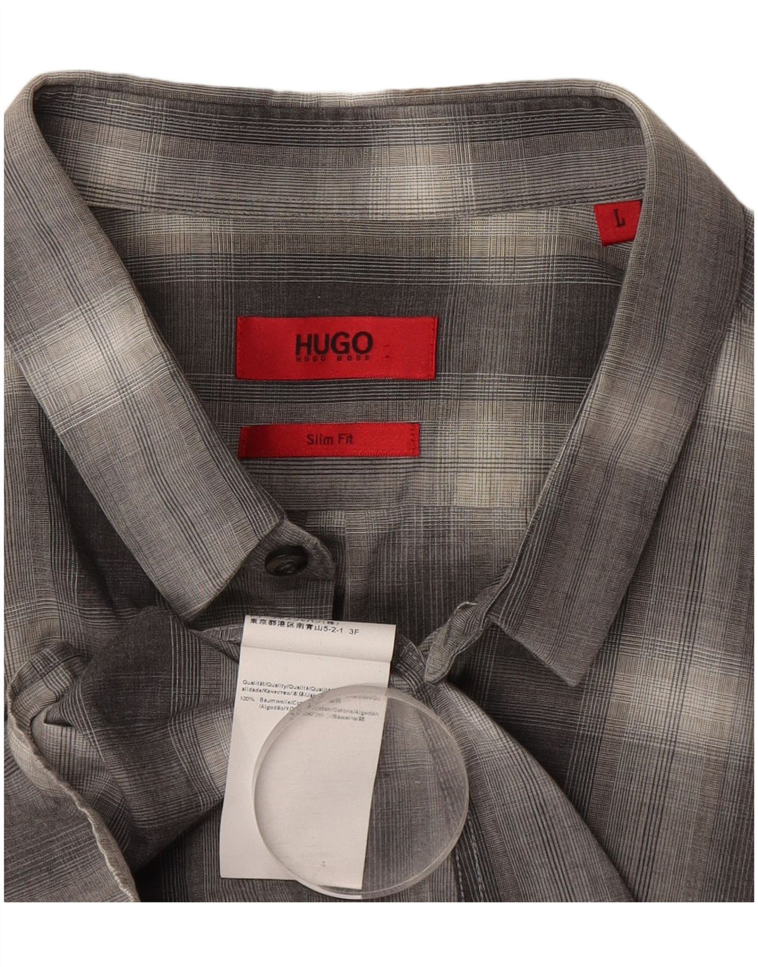 Hugo Boss Chemise Slim Fit en coton à carreaux gris grand