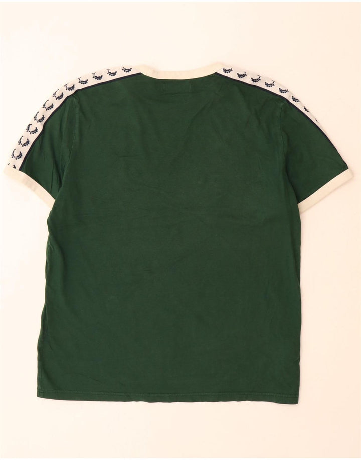 FRED PERRY T-Shirt Graphique Homme Grand Vert Colorblock Coton