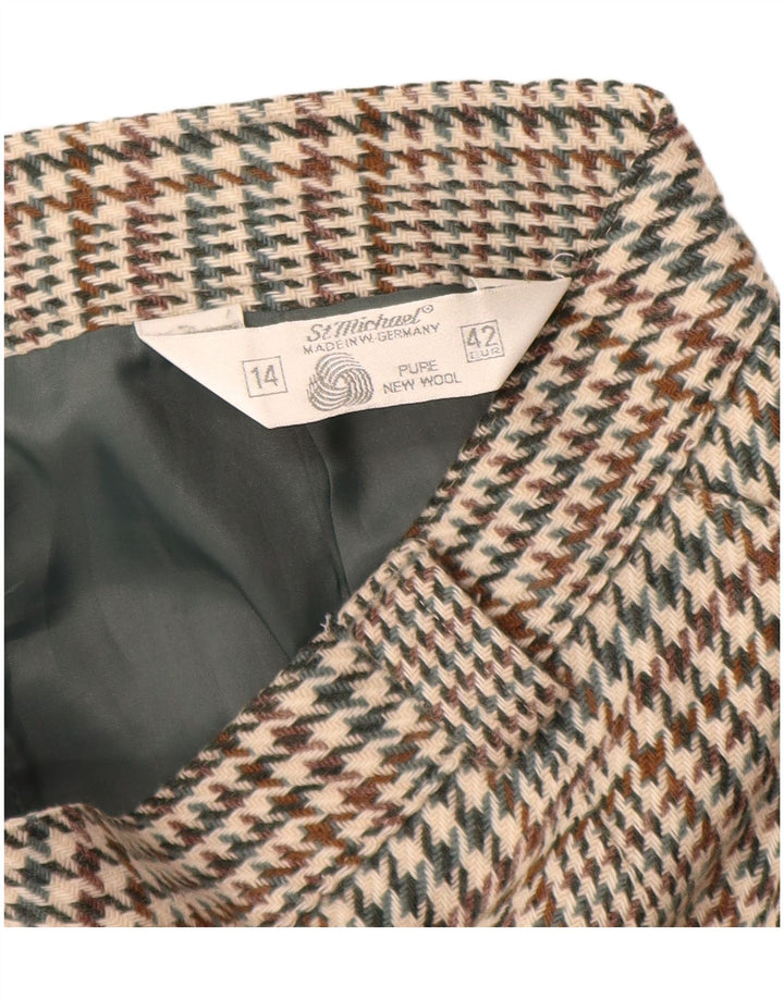 ST MICHAEL Jupe crayon femme UK 14 Large W28 Beige Pied-de-poule