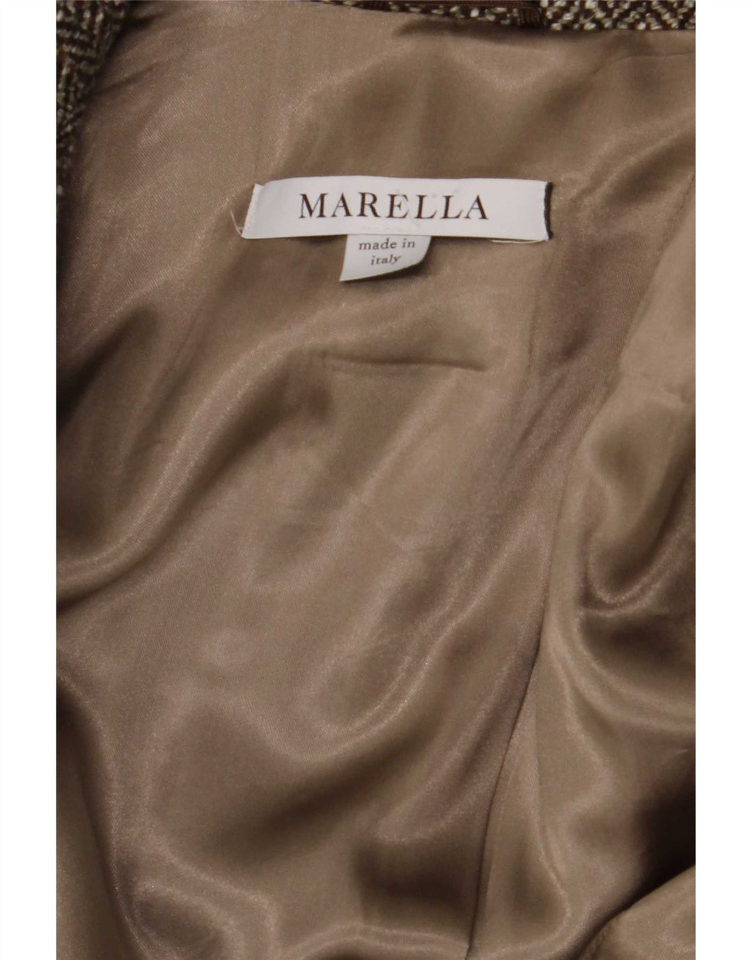 Marella Manteau croisé pour femme UK 12 Laine à chevrons marron moyen