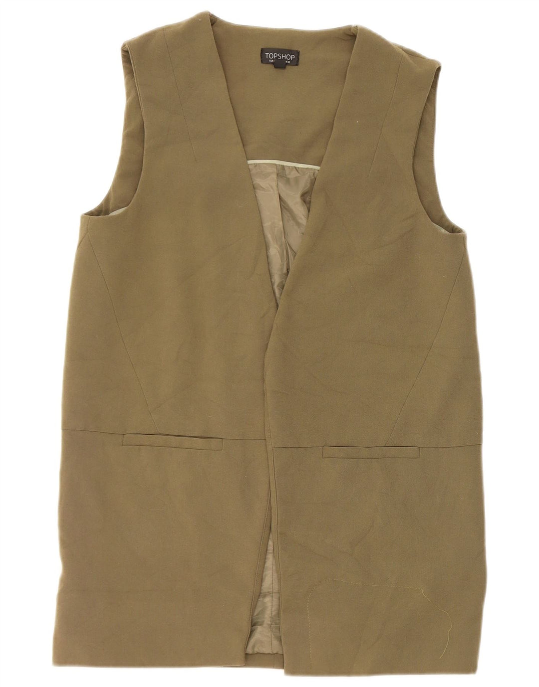 Topshop Gilet Long Femme UK 12 Kaki Moyen