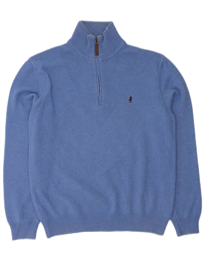 Marlboro Classics Pull Col Zippé Homme Bleu Moyen Laine