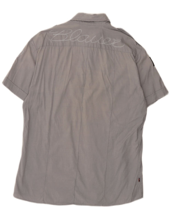 Blauer Chemise graphique à manches courtes pour homme 2XL Gris Coton