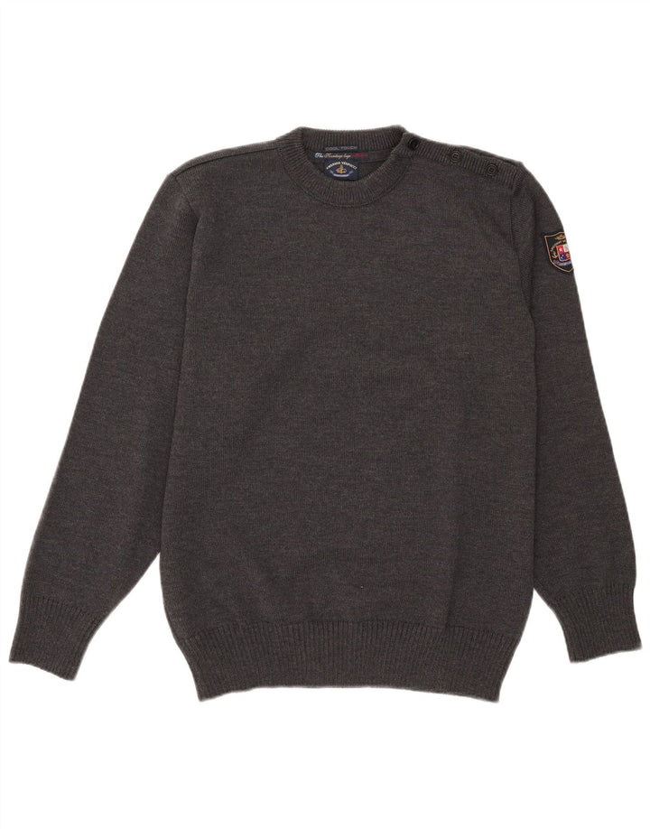 Amerigo Vespucci Pull à col boutonné pour homme en laine gris moyen
