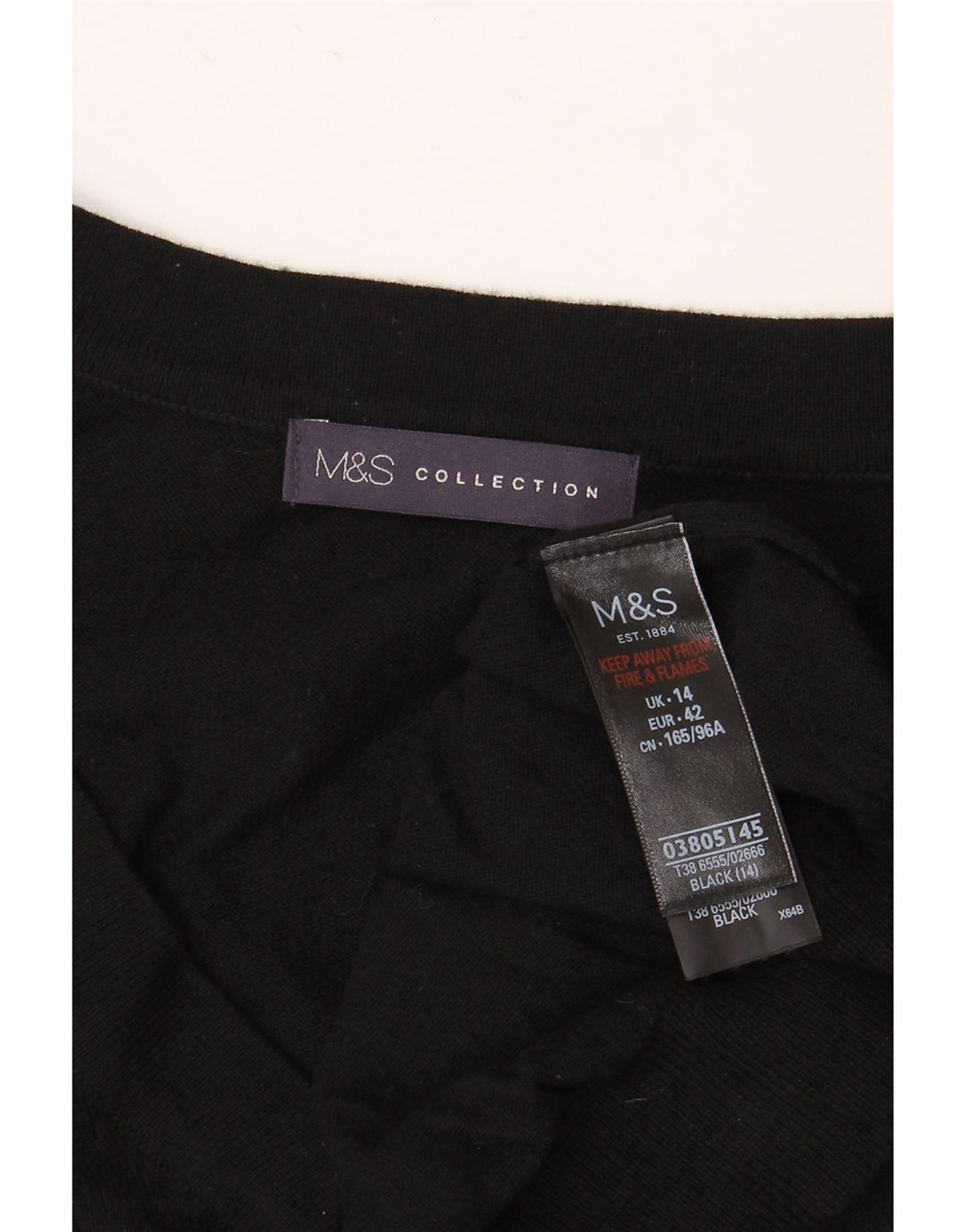 MARKS & SPENCER Pull col en V pour femme UK 14 Grand coton noir