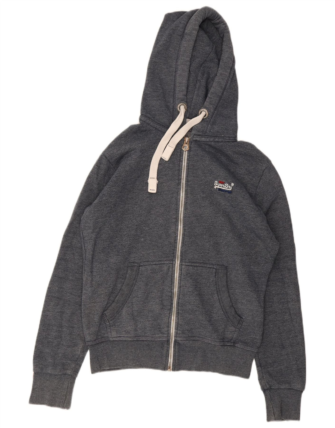 Superdry Sweat à Capuche Zippé Homme Gris Moyen Coton