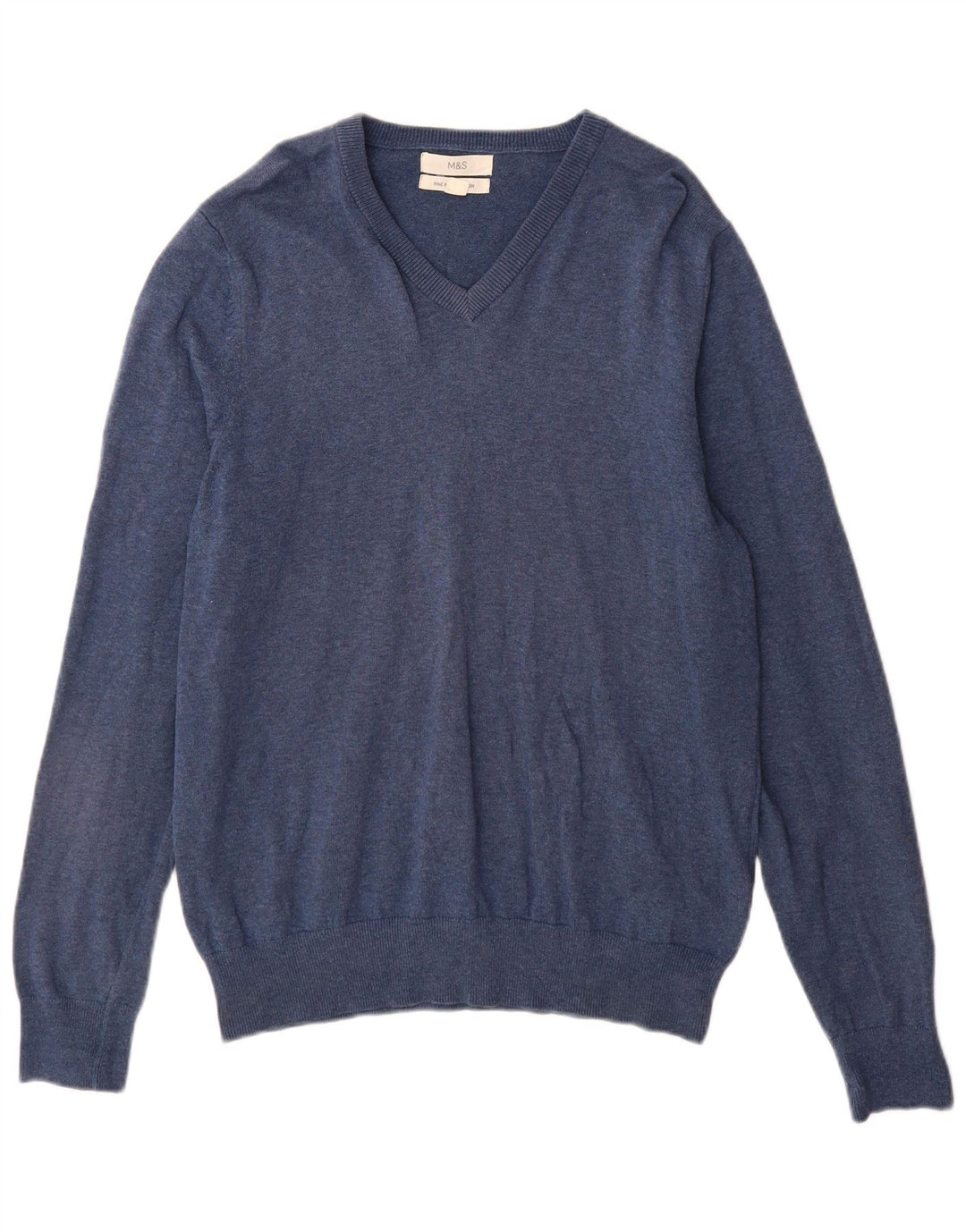 Marks & Spencer Pull Col V Homme Bleu Moyen Coton