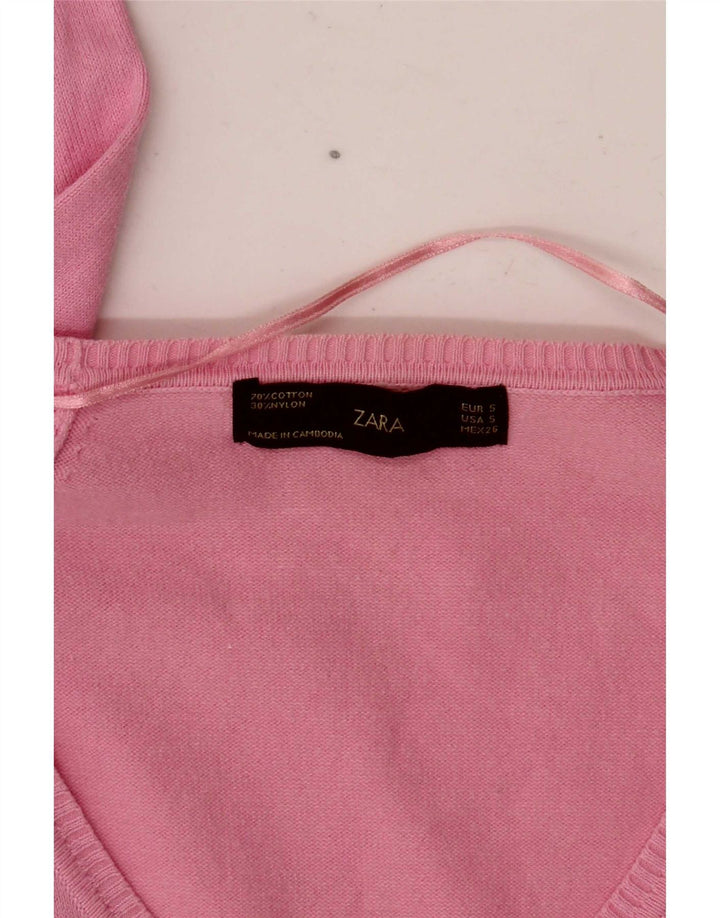 Zara Cardigan Femme Pull UK 10 Petit Rose