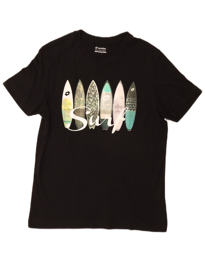 LOTTO T-shirt graphique pour femme UK 10 Small Noir Polyester